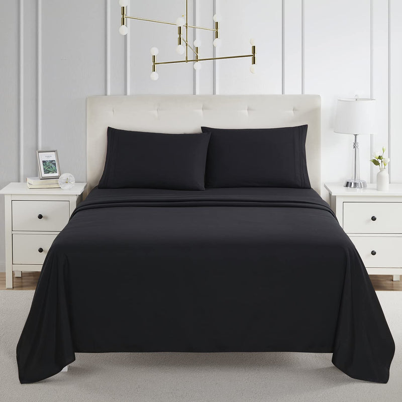 California King , Black : Bed Sheet Bedding Set, 100% Soft Brushed Microfiber with Deep Pocket Fitted Sheet - CAL KING - BLACK - 1800 Luxury Bedding Collection, Hypoallergenic & Wrinkle Free Bedroom Linen Set