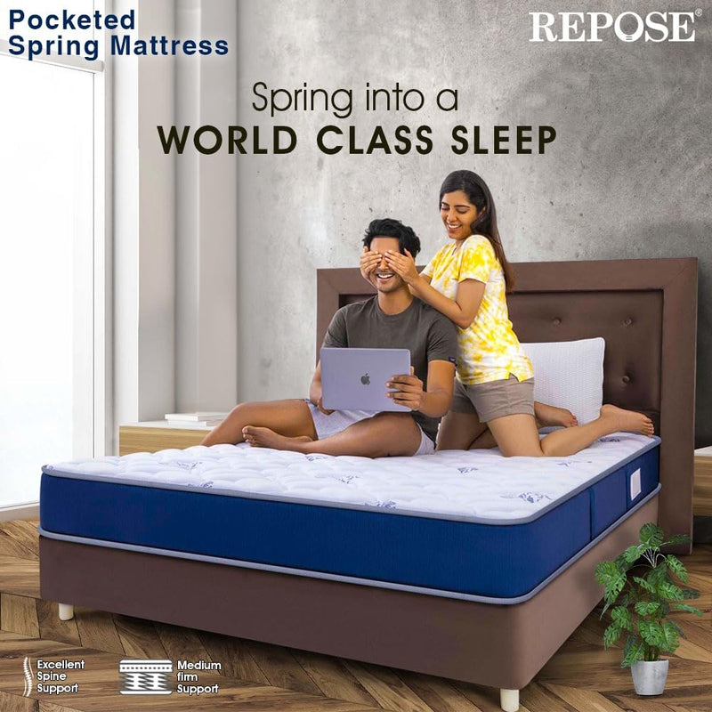 Repose Eyelidz Pocketed Spring 6 Inch Mattress (SkyBlue, King, 72x72x6)