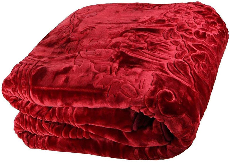 HomyReef 500 TC Winter/Mild-Winter Solid/Floral Light Weight Super Soft Warm Mink Double Bed Blanket for Winter (229 x 229 cm), Lightweight (Maroon, Double Bed - 90x90 Inch)