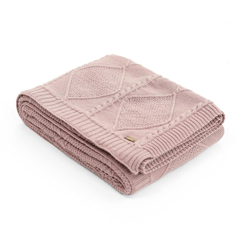 Pluchi Cable Moss Cotton Knitted All Season AC Throw Blanket (125cm X 150cm) (Dull Rose)