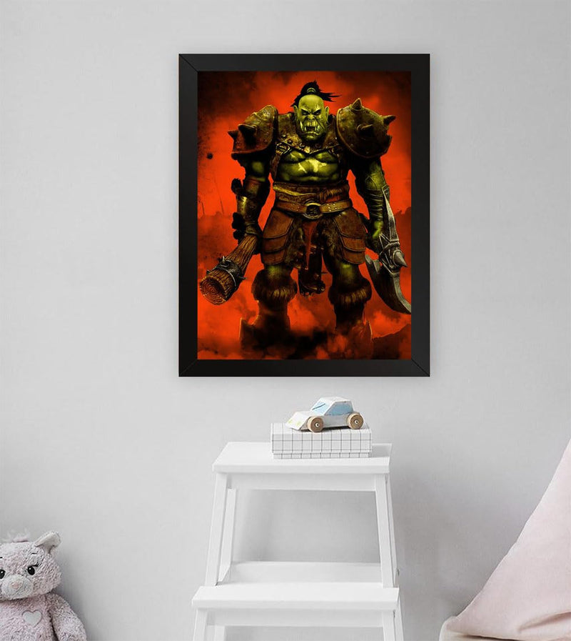 GADGETS WRAP Printed Photo Frame Matte Painting for Home Office Studio Living Room Decoration (11x17inch Black Framed) - Orcish Raider