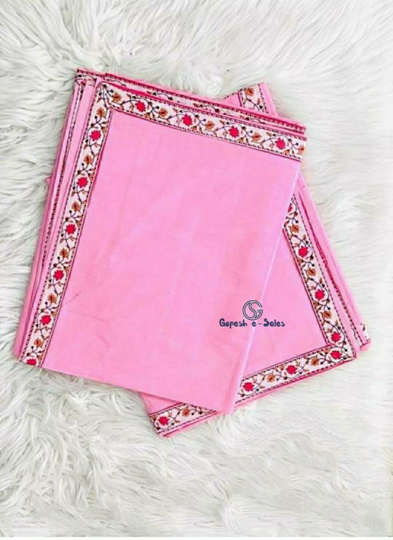 Gopesh e-Sales® Pure Cotton Printed Lightweight Border AC Blanket | Dohar Single Bed Cotton | Cotton Khes Chader (Pack of 2) Pink