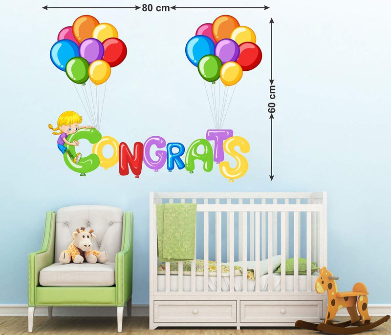 Tuffuk Congrats Large Vinyl Wallstickers for Home Decorations(80 cm x 60 cm)5TZ0146