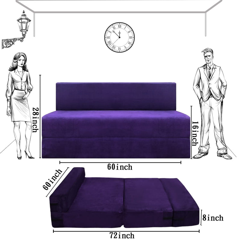 Jayant Furniture House Size-4x6,Feet High-Density EPE Foam Sofa Cums Bed Mattress for Home Two Seater (Purple).