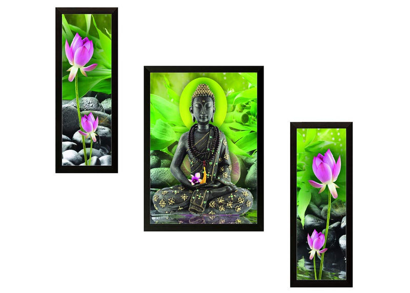 SAF paintings UV Textured Buddha Multi-Effect Framed Painting 22.5 inch X 13.5 inch AANFSA9126