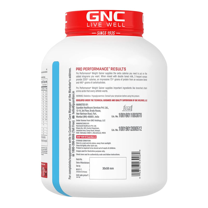 GNC Pro Performance Weight Gainer | 3 Kg | Healthy Body Gains | Reduces Muscle Breakdown | Increases Energy & Endurance | 73g Protein | 440g Carbs | 2200 Cal | Double Chocolate