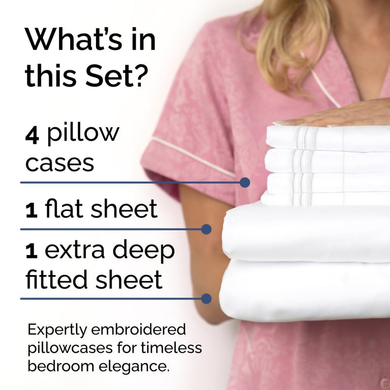 Extra Deep Pocket Sheets - 6 Piece Sheet Set - King Size Sheets Deep Pocket - Extra Deep Bed Sheets - Deep King Fitted Sheet Set - Super and Ultra Deep Sheets - For Deep Pockets Mattress - Fits Easily