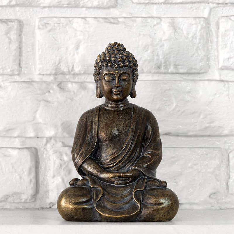 dharma emporium Buddha Statue, Antique Finish, 8”, Meditating, Seated Amitābha (Antique Bronze Patina)