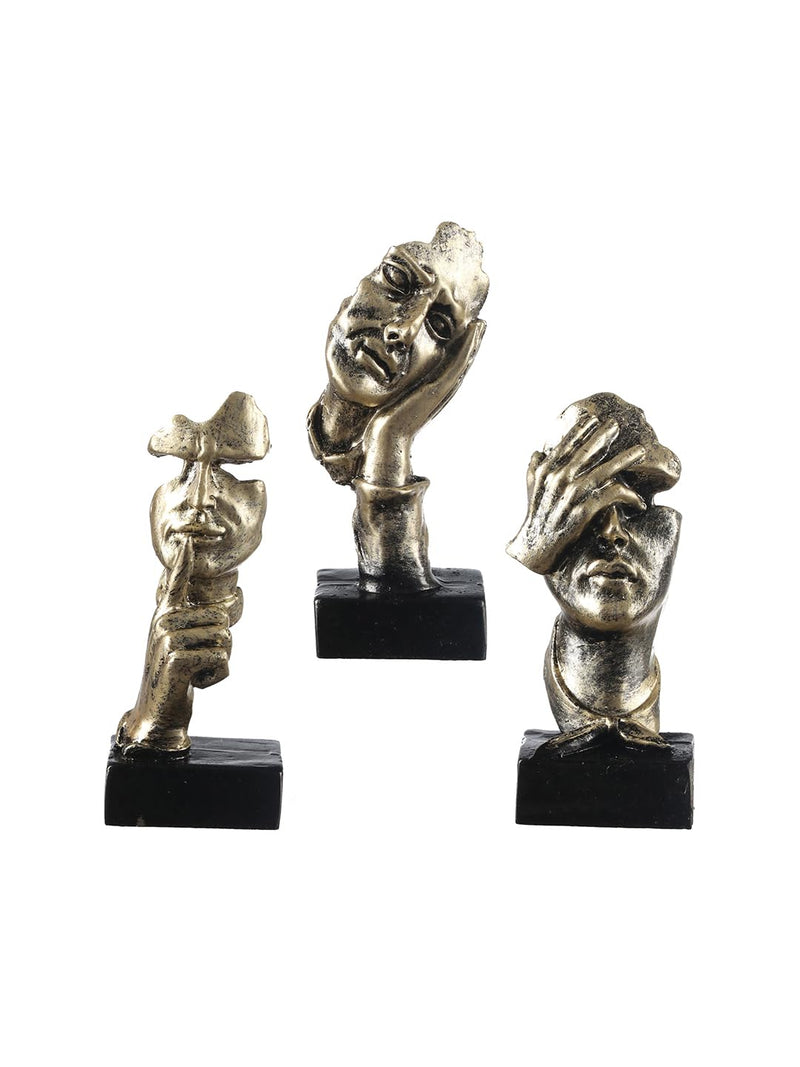 TIED RIBBONS Set of 3 Miniature Human Figures Statue Decorative Showpiece for Home Decor Living Room Table Office Decoration Creative Modern Art Abstract Design (7.6 cm x 3.5 cm)