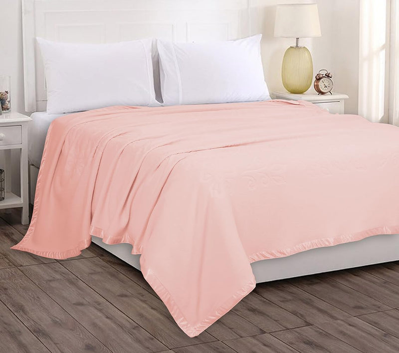 BSB HOME® True North Luxury Micro Fleece Blanket for Single Bed (60 x 86 inches) |Ultrasoft & Lightweight Antipilling Blanket with Satin Piping Border - 250 GSM |Double - 152x220 cms|Peach