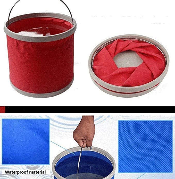 JEMICA Oxford Material with PVC Waterproof Coating Portable Foldaway Water Bucket Collapsible Foldaway Bucket - Portable Foldable Water Pail for Outdoor Camping