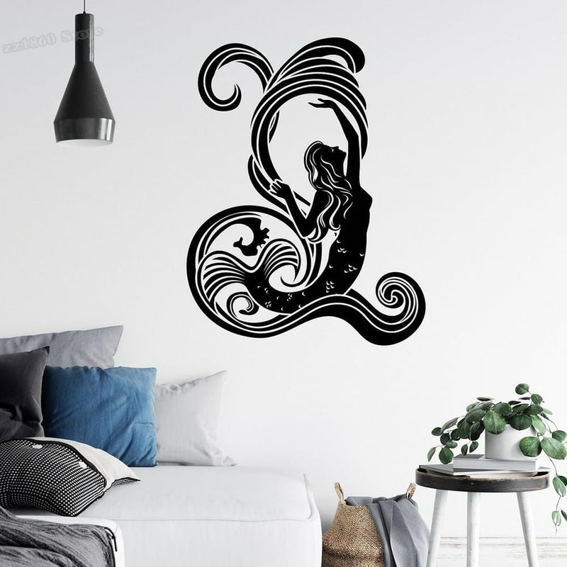 GADGETS WRAP Vinyl Mermaid Wall Decal Mermaid Vinyl Sticker Black