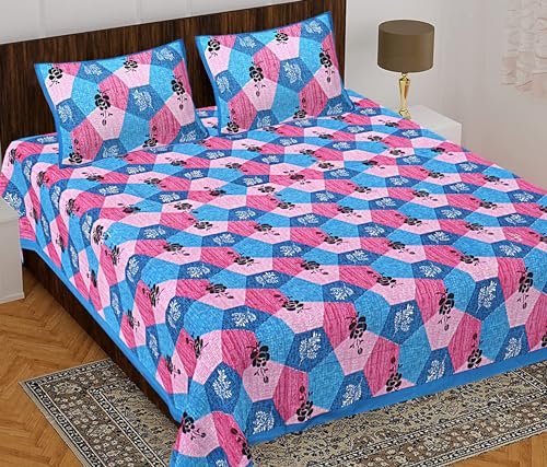 BedZone 100% Cotton Rajasthani Jaipuri Traditional Floral King Size Double Bedsheet with 2 Pillow Covers - Cotton Bedsheet 34