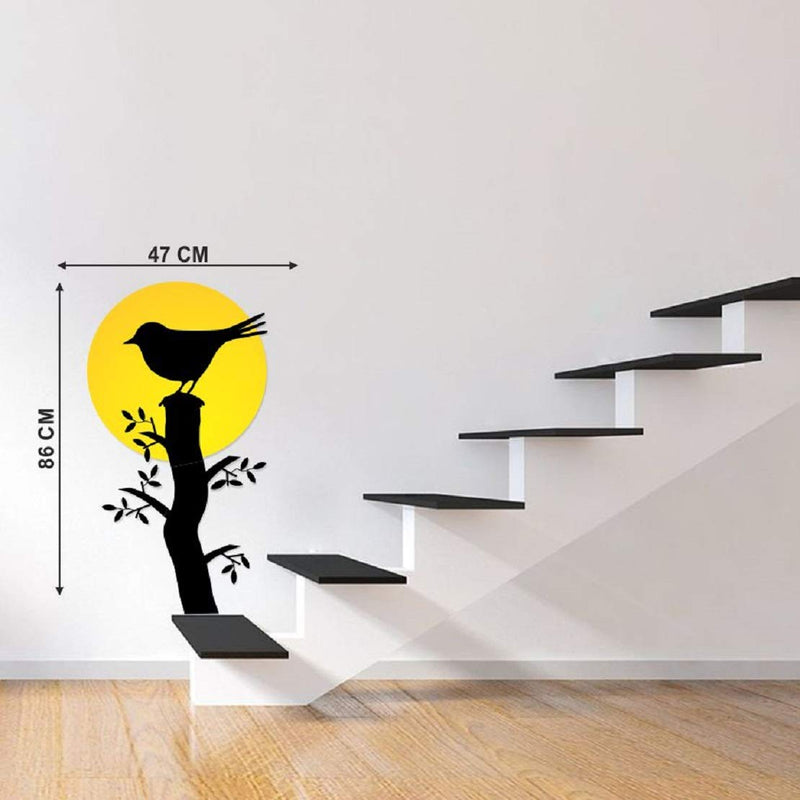 Walltech Bird On A Sunrise Branch Wall Sticker| Beautiful Design Wall Decoration Sticker