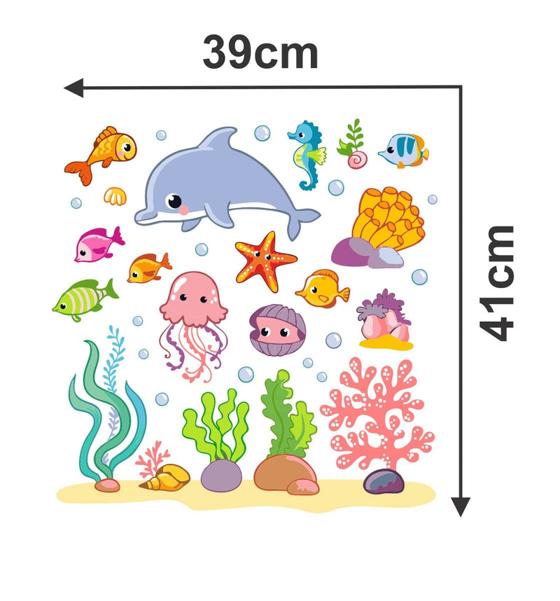 Decor Kraft Sea Animals Wall Sticker & Decal,Size- 38 Cm X 40 Cm,Animals