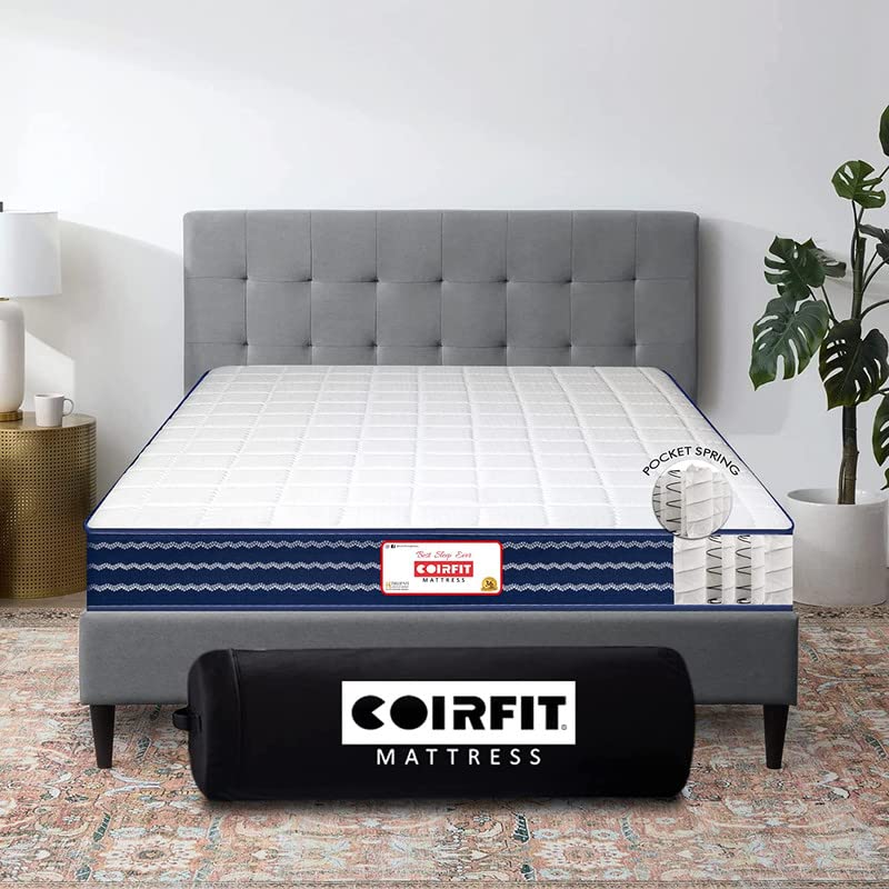 SLEEPSPA by COIRFIT 6 inch Ortho Bonnell Spring King Size Mattress with HR Foam | Mattresses for Back Pain Relief, Firm Support, Durable and Long Lasting (White, 75x72x6), with 7 Years Warranty