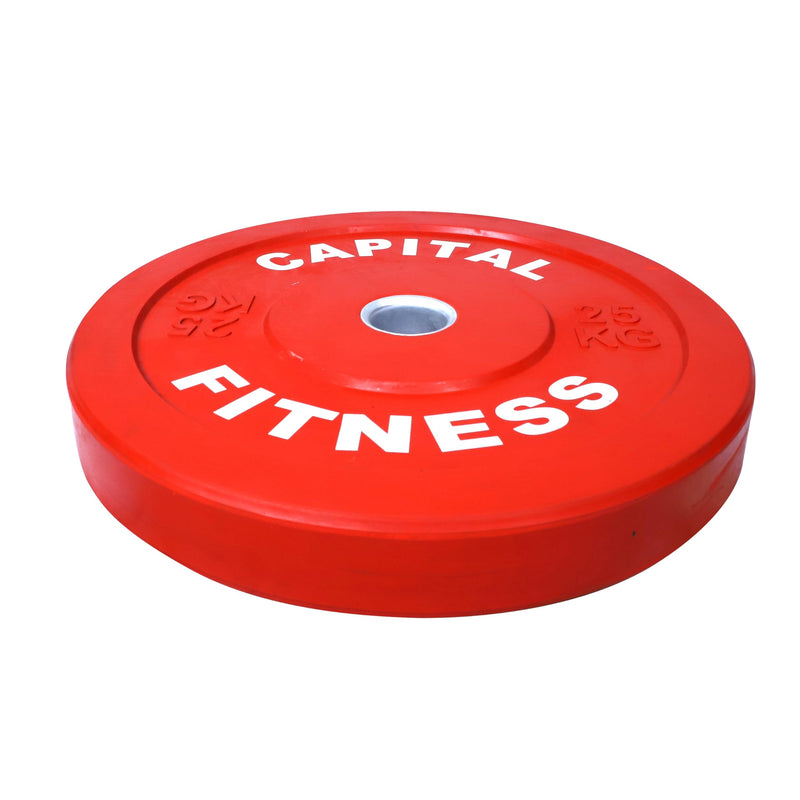 Capital Fitness Rubber Bumper Weight Plates 65mm Diameter 50Kg Set (25kg x 2) for Weight Lifting | Professional Barbell Weight Plate, Strength Training and Home Gym Fitness Workout, Red