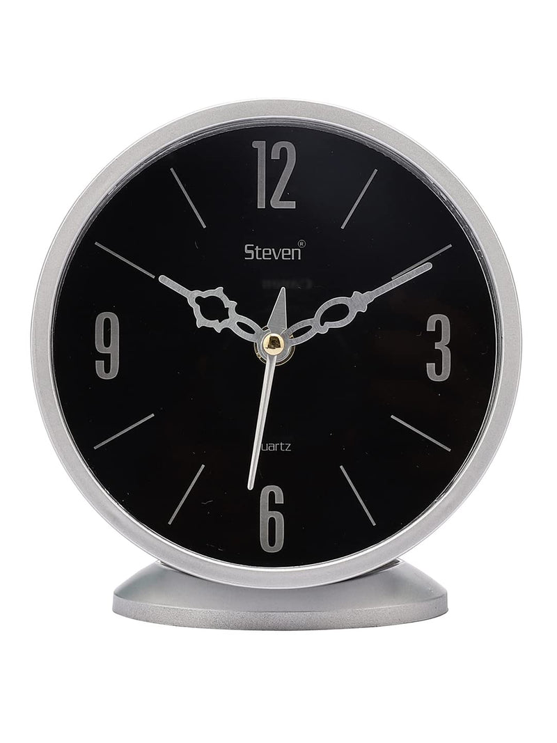 Ximdeco® Silver Round Mini Analog Table Clock (Silver)