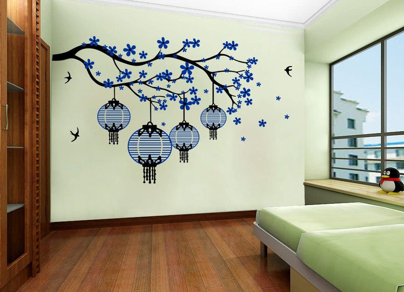 Delight Art Tree with Flower and Birds Wall Sticker Size - (93 * 57) cm Model id - (DAMC00447L)