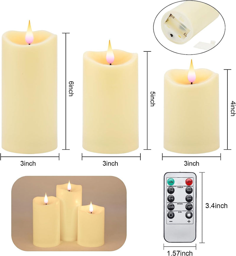 COLBEX Flameless Candles, Flickering Moving Flame LED Candles, Battery Operated Candles with Remote and Timers, Ivory Frosted Plastic