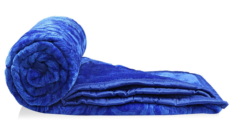 HomyReef 500 TC Winter/Mild-Winter Solid/Floral Light Weight Super Soft Warm Mink Single Bed Blanket for Winter (215 x 152 cm), Lightweight (Blue, Single Bed - 85x60 Inch)