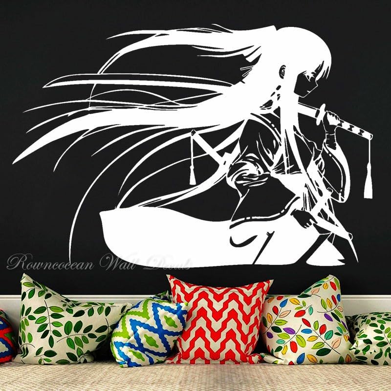 GADGETS WRAP Vinyl Samurai Geisha Japanese Katana Swords Anime Decorative Vinyl White