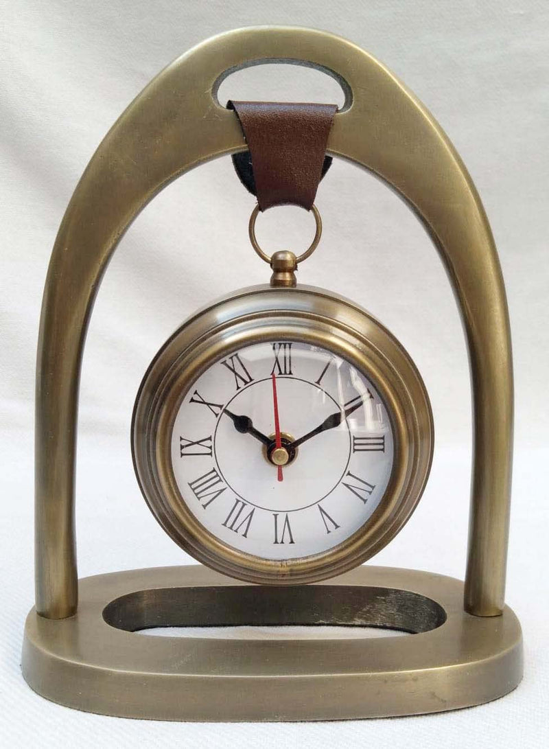 V R Brass Antique Table Clock for Computer Table, Study Table, Office Table & Home Decor Item 8.5" inch(Approx)