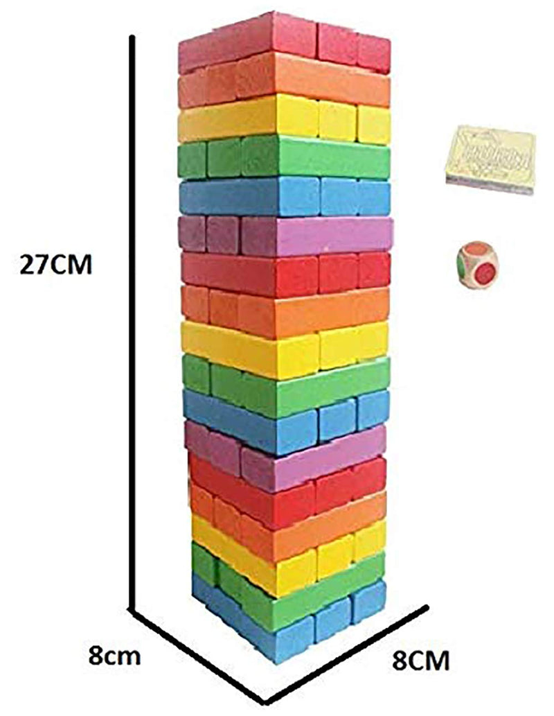 Webby for Adult's Wooden Colorful Building Blocks Educational Game Toy - 54 Pieces