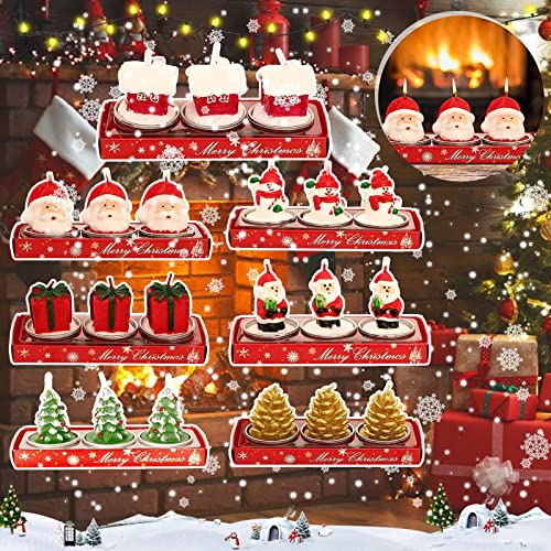 SAZ DEKOR 3X Christmas Candle Set Decorative Tealight for Home Party Big Head Santa