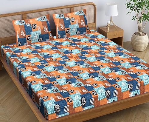 BedZone 100% Cotton Rajasthani Jaipuri Bedsheet for Double Bed King Size with 2 Pillow Covers - FashoinOutlet02