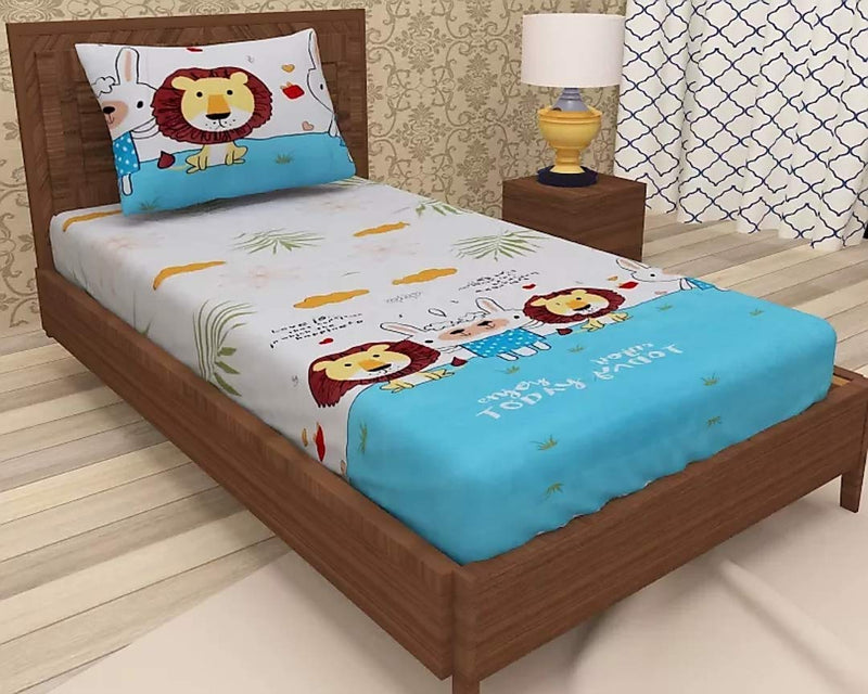 SINGHSVILLAS DECOR Super Heavy Glace Cotton Kidz Cartoon Combo of 2 Single Bedsheet with 2 Pillow Covers