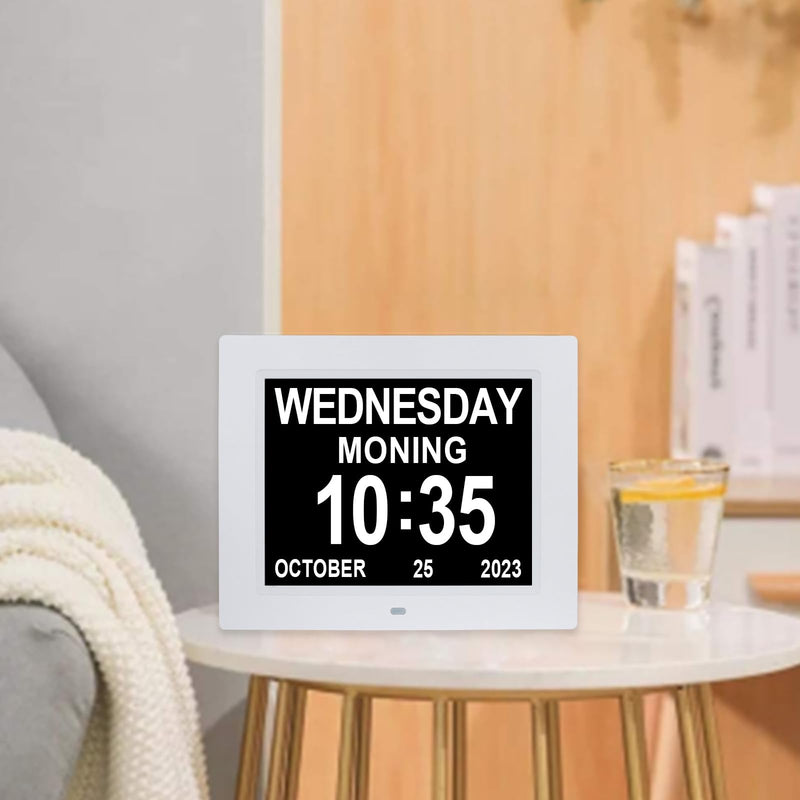 [2022 Newest] 7.5 Inch Extra Large Calendar Day Date Time Clock with Non-Abbreviated Day Month Dementia Clocks Perfect for Senior Elderly Impaired Vision Memory Loss