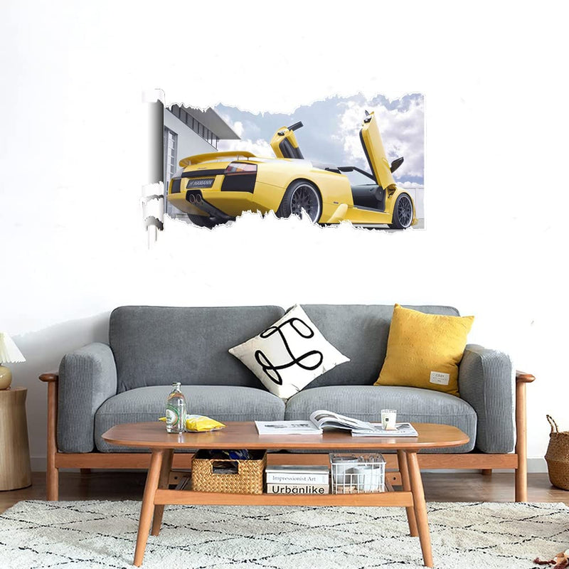 GADGETS WRAP Printed Wall Decal Sticker Scratched Paper Style Wall Decal (90cm x 50cm) - Yellow Car (2)