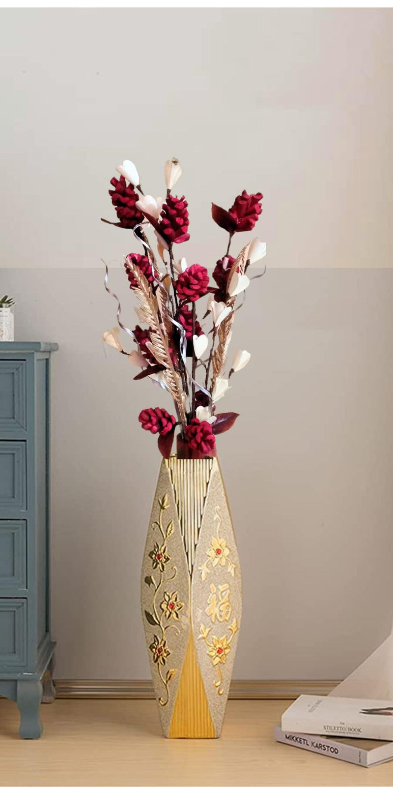 Set of 2 Beautiful Bouquet for Home Decor Dried Plant Parts and Jute/Without Vase / 48 cm Height/Eco-Freindly/Multicolour