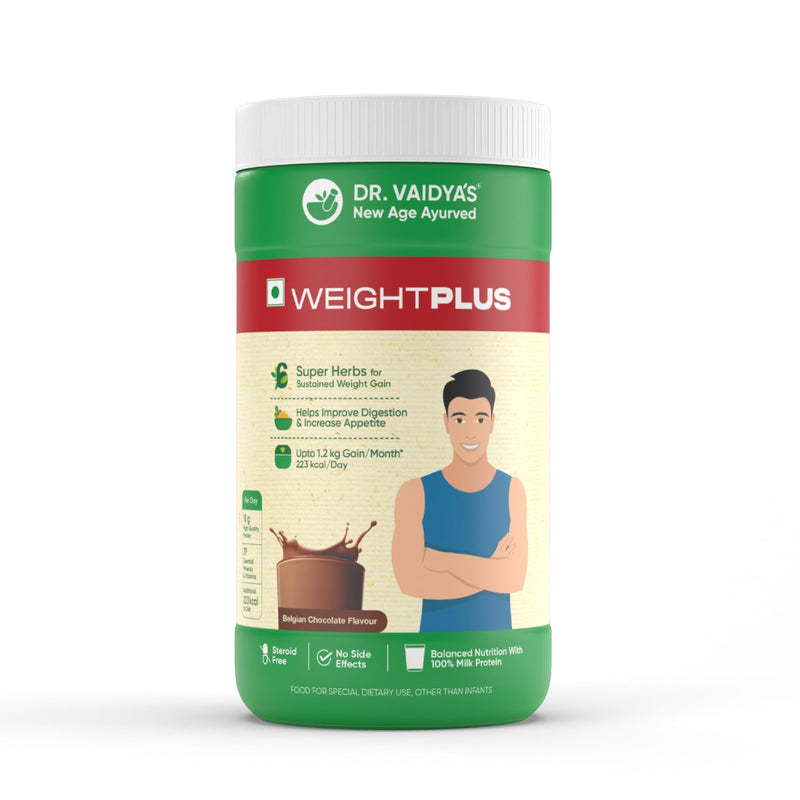 Dr. Vaidya's Weight Plus | Ayurvedic | Healthy Weight Gain Upto 1.2 Kg/Month | Improve Appetite, Digestion & Nutrient Absorption | 450g (Pack of 1)