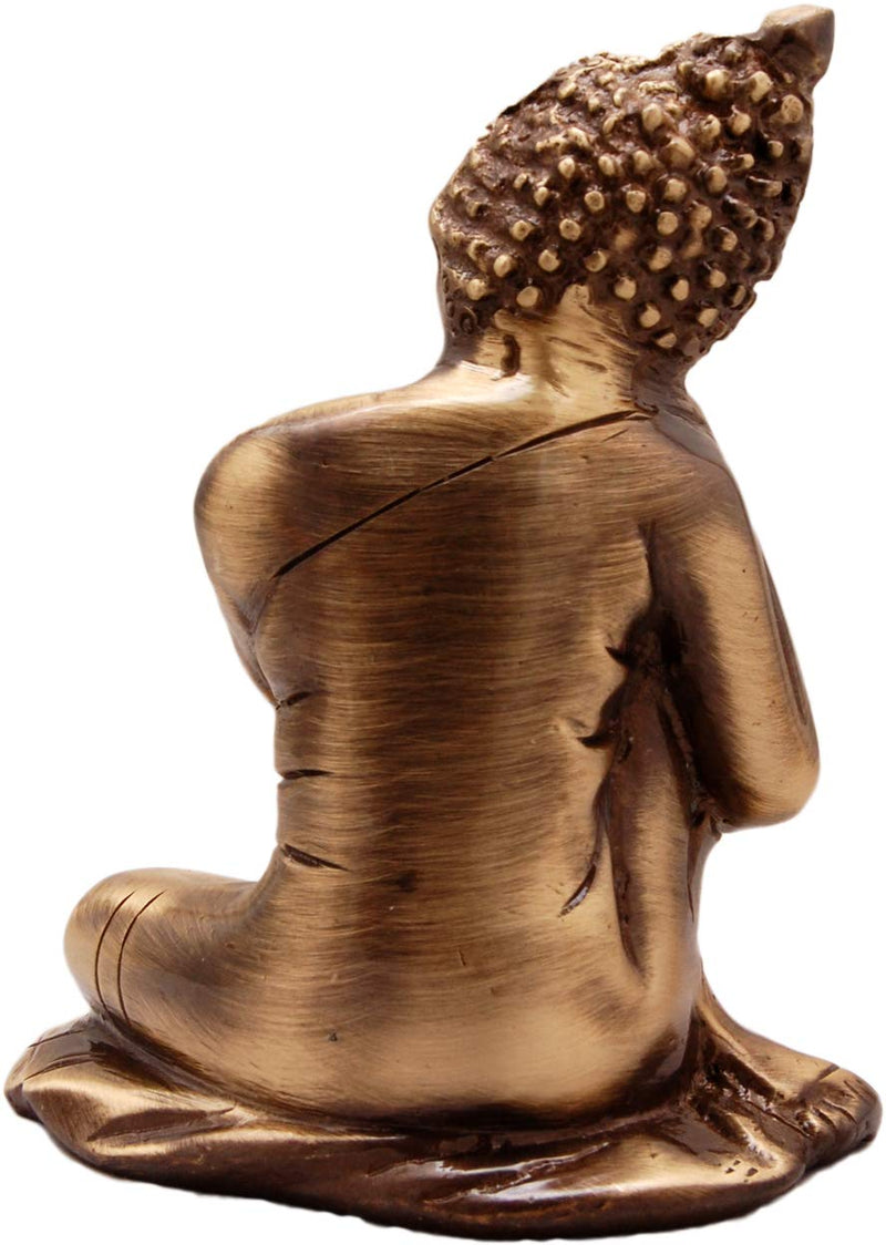 Two Moustaches Brass Buddha Resting Showpiece