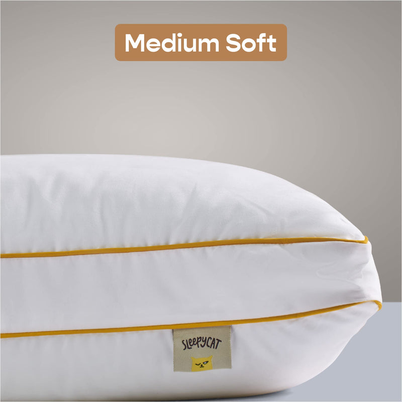 SleepyCat Hybrid Pillow with a Combination of Memory Foam and HD 30D Foam for Improved Comfort, 1-Piece (Standard Size, 26x16 inches, White)