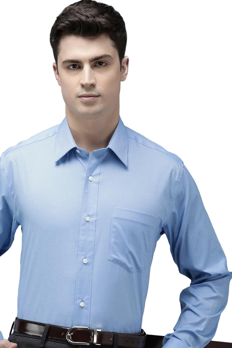 Van Heusen Men's Striped Classic Fit Shirt (VHSFBCLBO85723_Light Blue