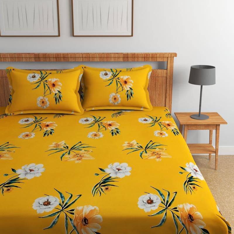 Florida Bedsheet for Queen Size Bed with Pillow Covers and Made of Cotton with Floral Print