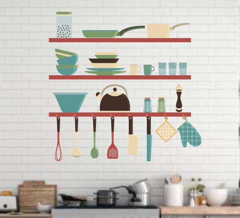 Delight Art Kitchen Utensils Medium Reusable Wall Sticker Size - ( 54*53 ) cm Model id - ( DAMC00605L )