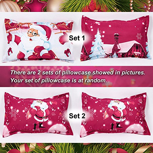 Ubersweet® 4pcs Polyester Fiber 3D Printed Cartoon Merry Christmas Gift Santa Claus Deep Po et Bedding Set B lo ES Cover Bed Sheet 2 Pillowcases'