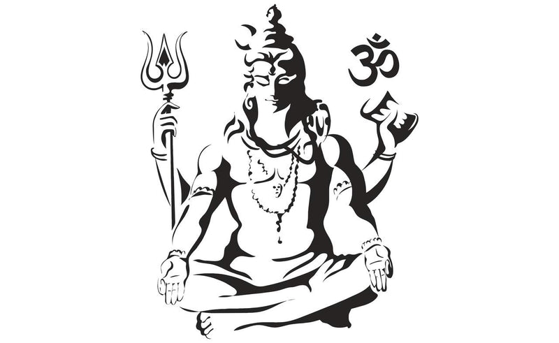 DivineDesigns™ Shiv Shankar Black Sticker (Size :- 51 X 61 cm) | Wall Sticker for Living Room/Bedroom/Office and All Decorative Stickers