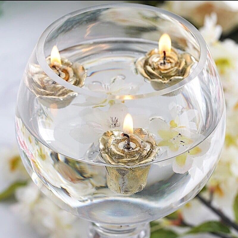 Weddings Parties and Gift 12 Gold Mini Roses Floating Candles Party Wedding Centerpieces Supplies vngift6524