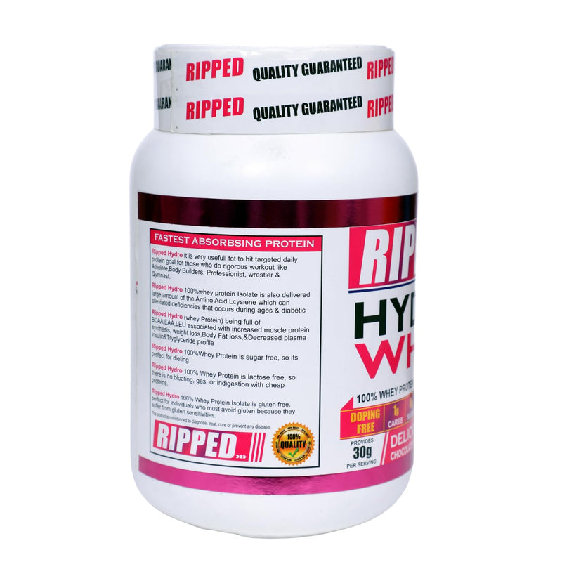 FIRST STEP HEALTH CARE Ripped Hydro Whey Premium Chocolate Flavored Whey Protein Powder (1kg) - Advanced Formula for Muscle Recovery and Lean Muscle Building