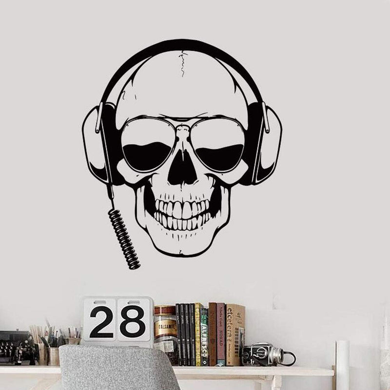 GADGETS WRAP Wall Decal Vinyl Sticker Skull Headphones Gamer for Office Home Wall Decoration