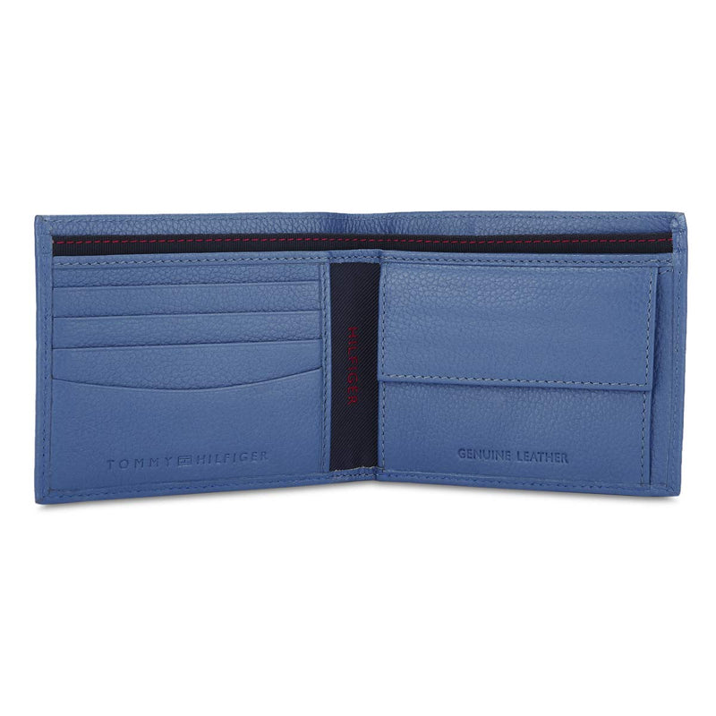 Tommy Hilfiger Becken Leather Global Coin Wallet for Men - Bright Cobalt, 4 Card Slots