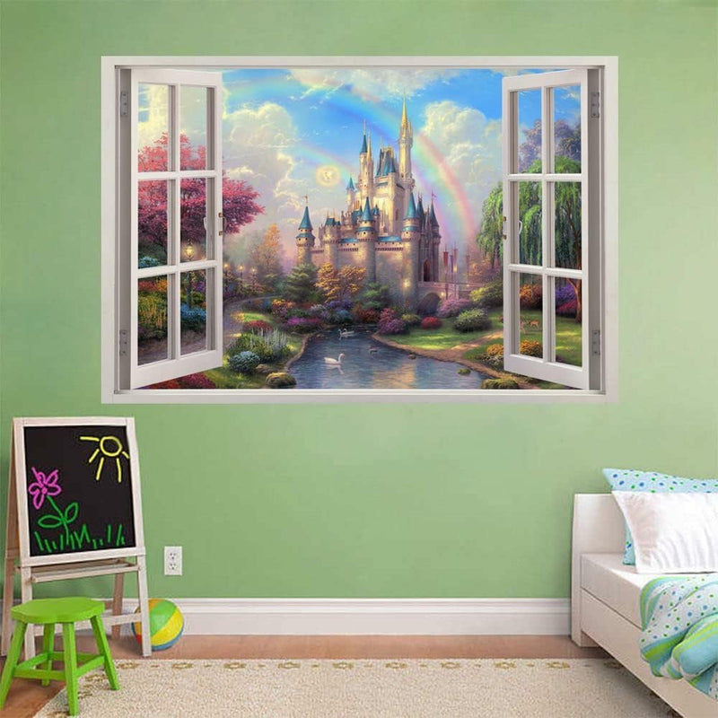 GADGETS WRAP Princess Castle Rainbow Fantasy Window Decal Wall Sticker Mural