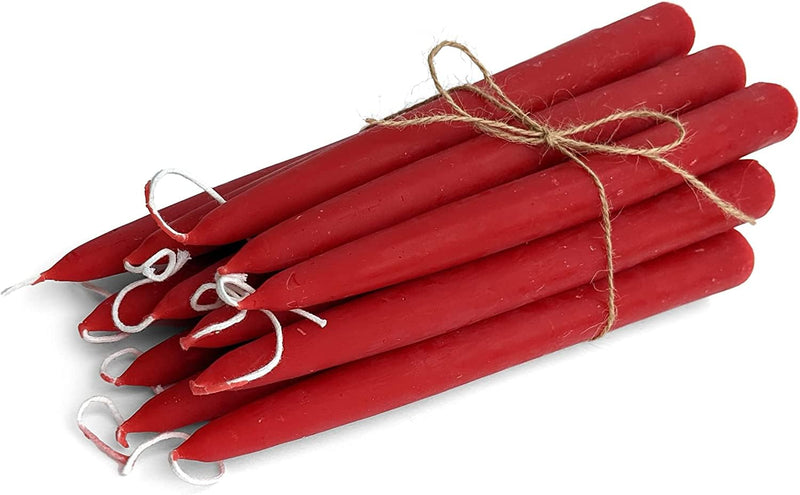 atorakushon® Pack of 8 Rose Scented Red Taper Stick Candles for Diwali Decoretion Dinner Table Church Spa