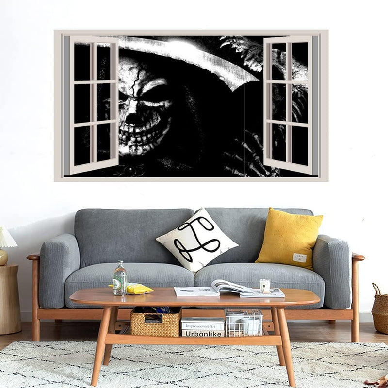 GADGETS WRAP Printed Wall Decal Sticker Fake Window Style Decal (90cm x 50cm) - Scary Skull