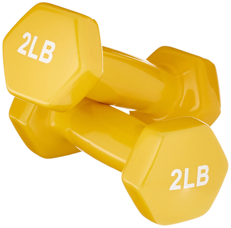 amazon basics Vinyl 2 Pounds Fixed Dumbbells - Set Of 2, Yellow